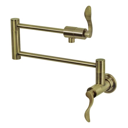Kingston Brass KS4103DFL Wall Mount Pot Filler, Antique Brass KS4103DFL